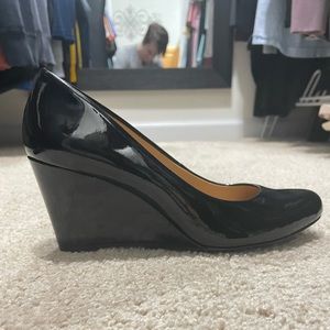 Jcrew Factory black Patent wedge